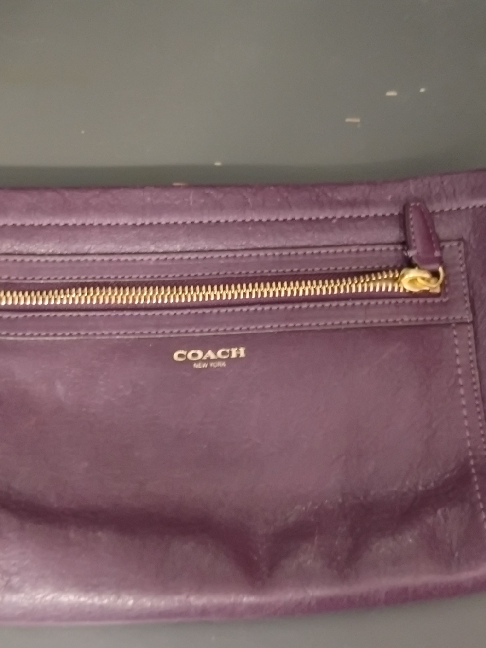 COACH Legacy Large Clutch Wristlet in Aubergine